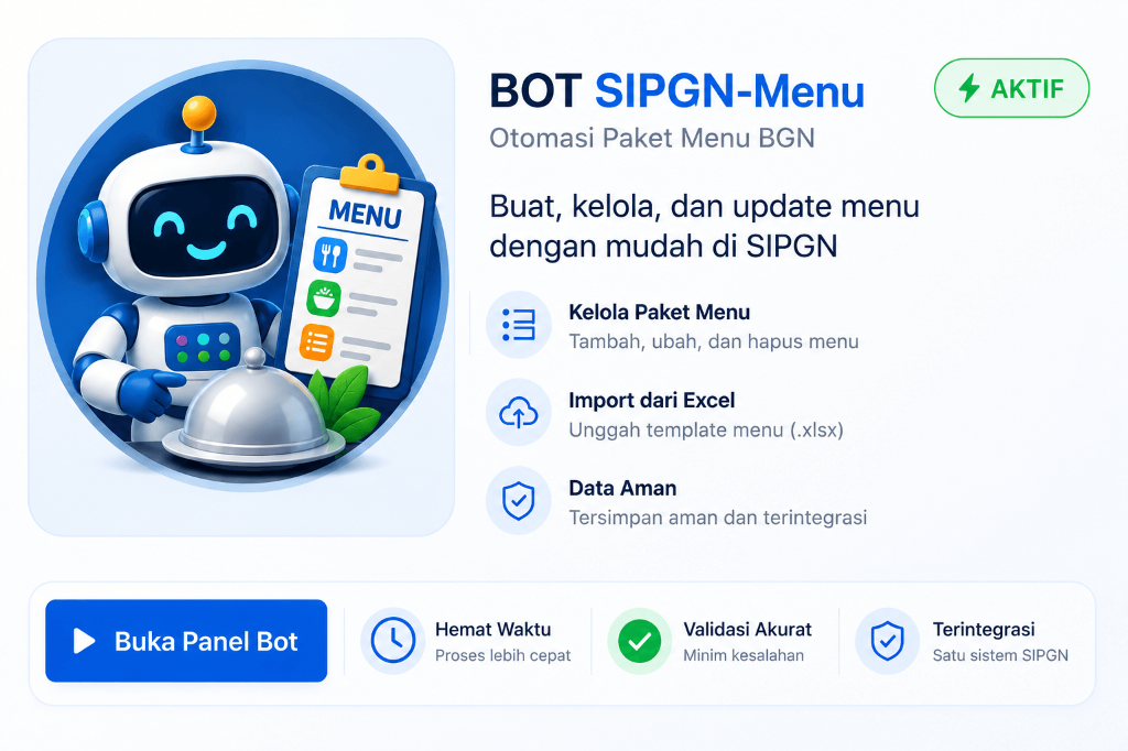 Tampilan Resmi BOT SIPGN-Buat Menu